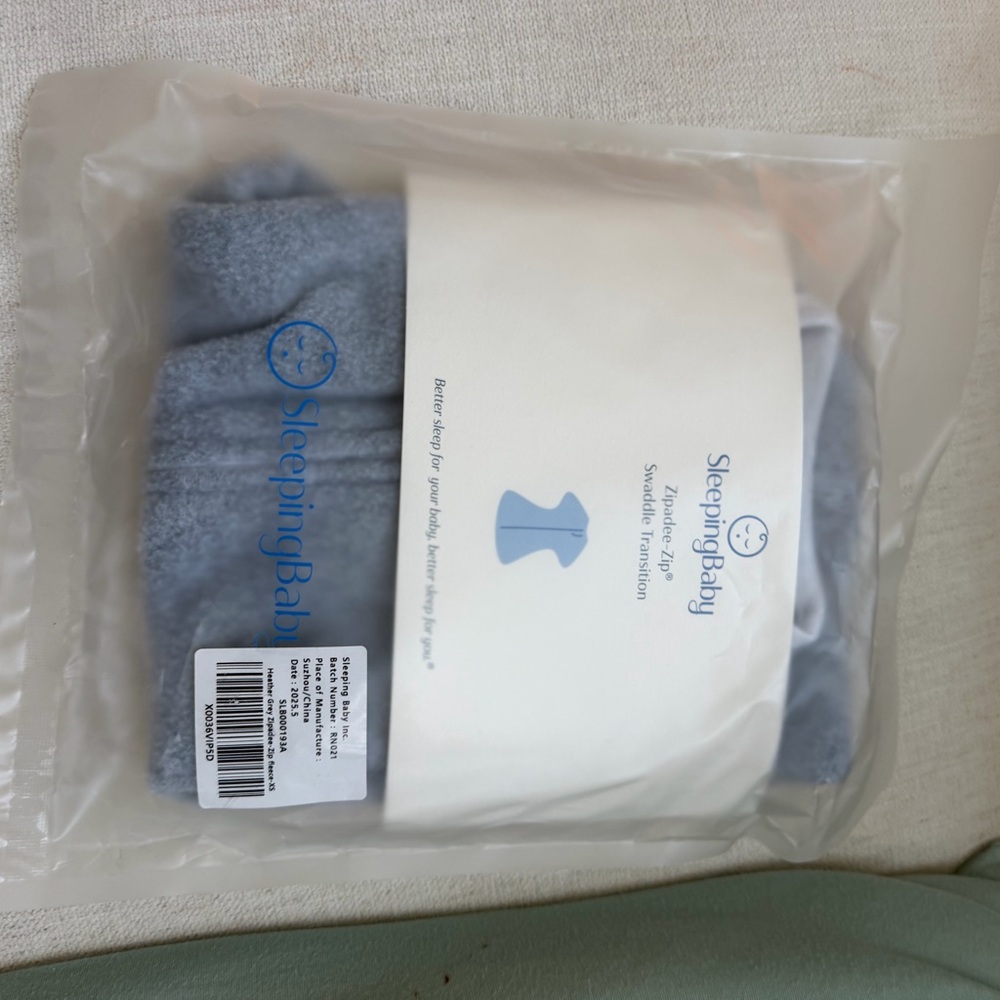Sleeping Baby Fleece Grey Swaddle Transition Zip - Soft Infant Sleepwear